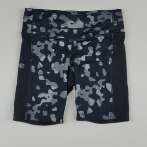 Athleta Black Leopard Be Free Biker Shorts Athletic Stretch Yoga Bottoms XXS